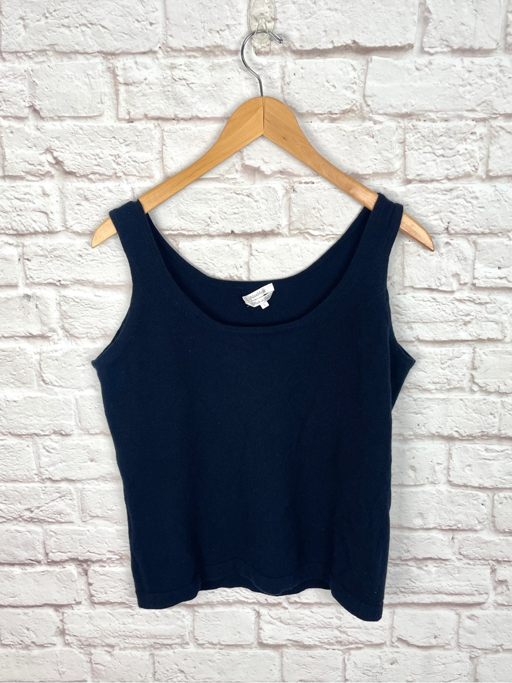 Max Mara Dark Navy Cashmere Wool Blend Vintage Sweater Tank Size Large